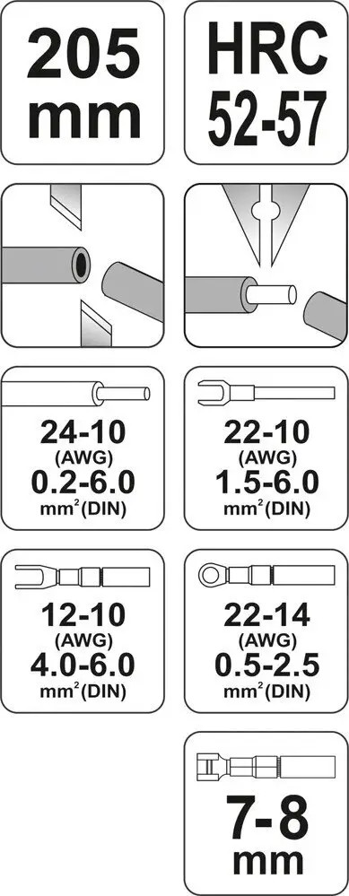 Replės izoliacijos nuėmimui 205mm, 0,2-6mm2 YT-2270 YATO