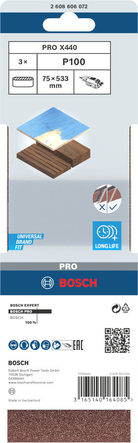 Lentes slīpmašīnām PRO X440 SLĪPLENTA, 2608606072 BOSCH