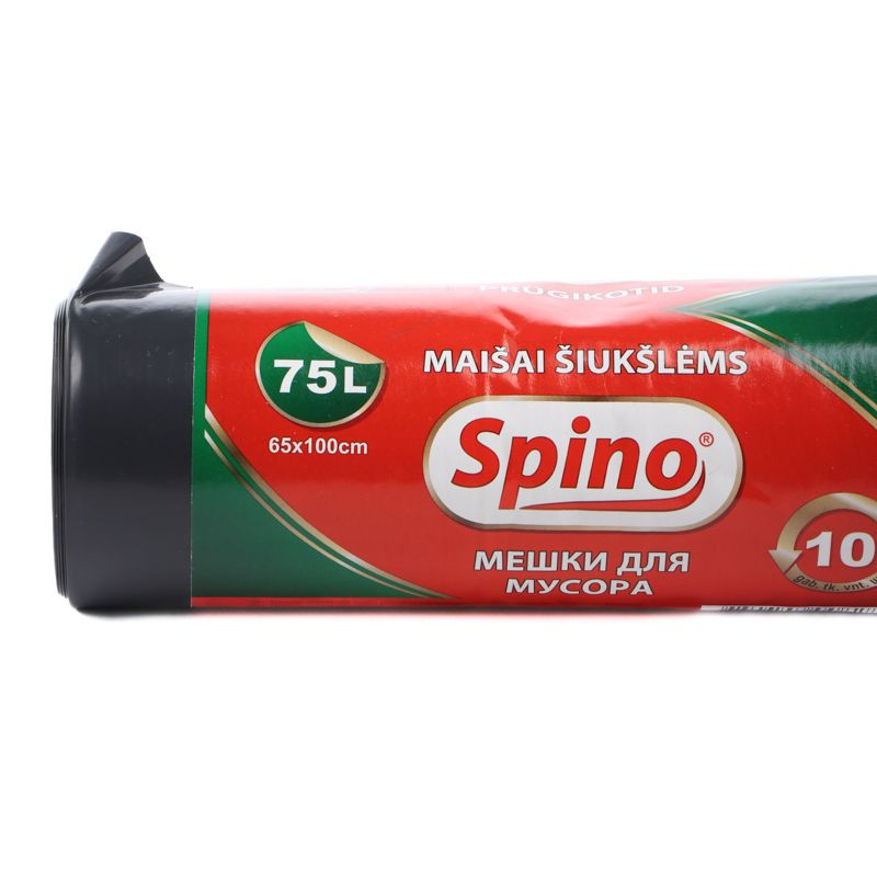 Šiukšlių maišai 75L, 33mkr, 65x100mm (10 vnt.) 3789075 SPINO