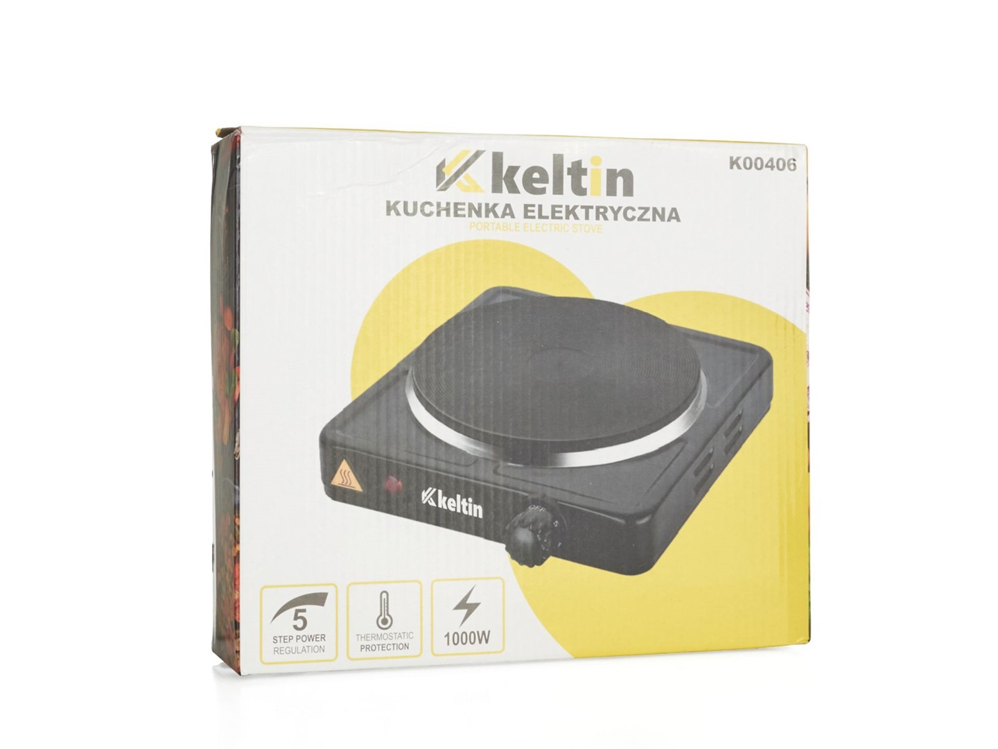 Pārnēsājamā elektriskā plīts, 1000W, regulējama jauda, K00406, Keltin