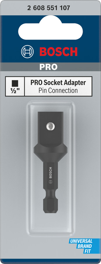 Pāreja muciņām 1/4'' --1/2, 50mm, Tiecienskrūvgriežiem, akumulatoru skrūvgriežiem PRO SOCKET ADAPTER AR TAPAS SAVIENOJUMU, 2608551107, BOSCH