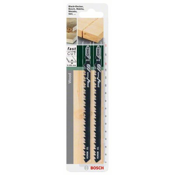 2 figūrzāģa asmeņi  HCS HCS. T 344D, HCS JIGSAW BLADE, T 344 D "SPEED FOR WOOD", 2609256720 BOSCH