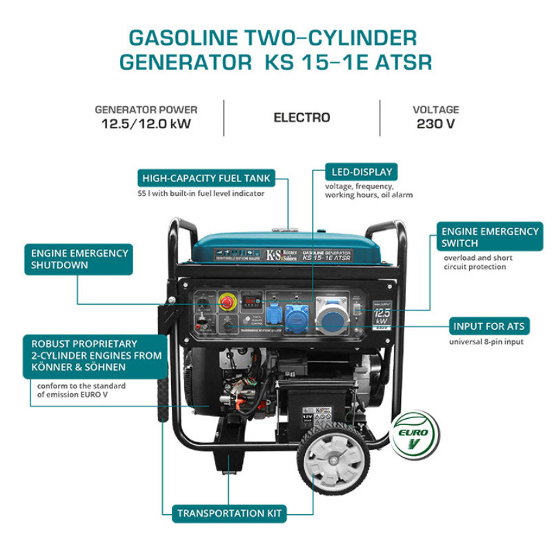 Benzīna ģenerators KS 15-1E ATSR 12500W KONNER & SOHNEN