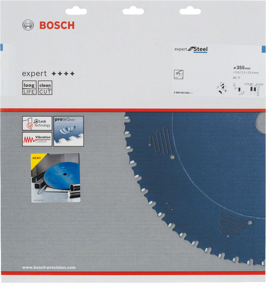 Ripāģa disks 355x25,4x2,2mm, Metāla zāģiem RIPZĀĢA ASMENS EXPERT FOR STEEL, 2608643062, BOSCH