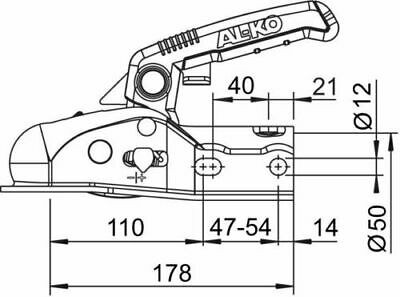 Piekabes sakabes mehānisms "soft-dock" ar indikātoru (AK270 Ø50/45/40/35) 2700kg; 1730083 AL-KO