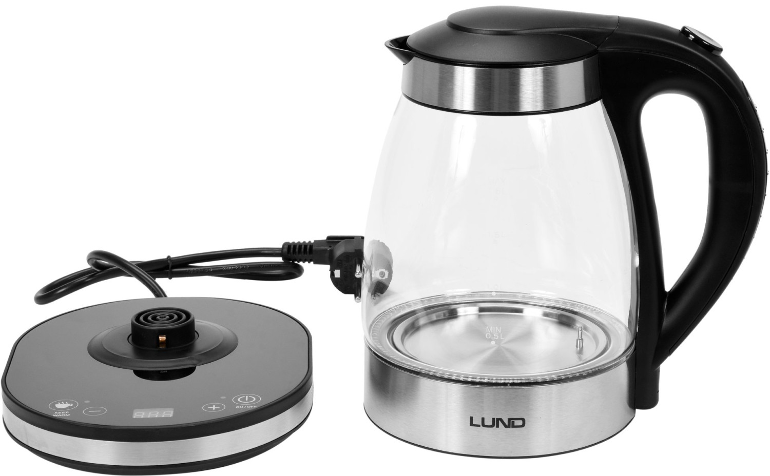 EL. GLASS KETTLE, LED 1,8L TEMP.CONTROL 68174 LUND