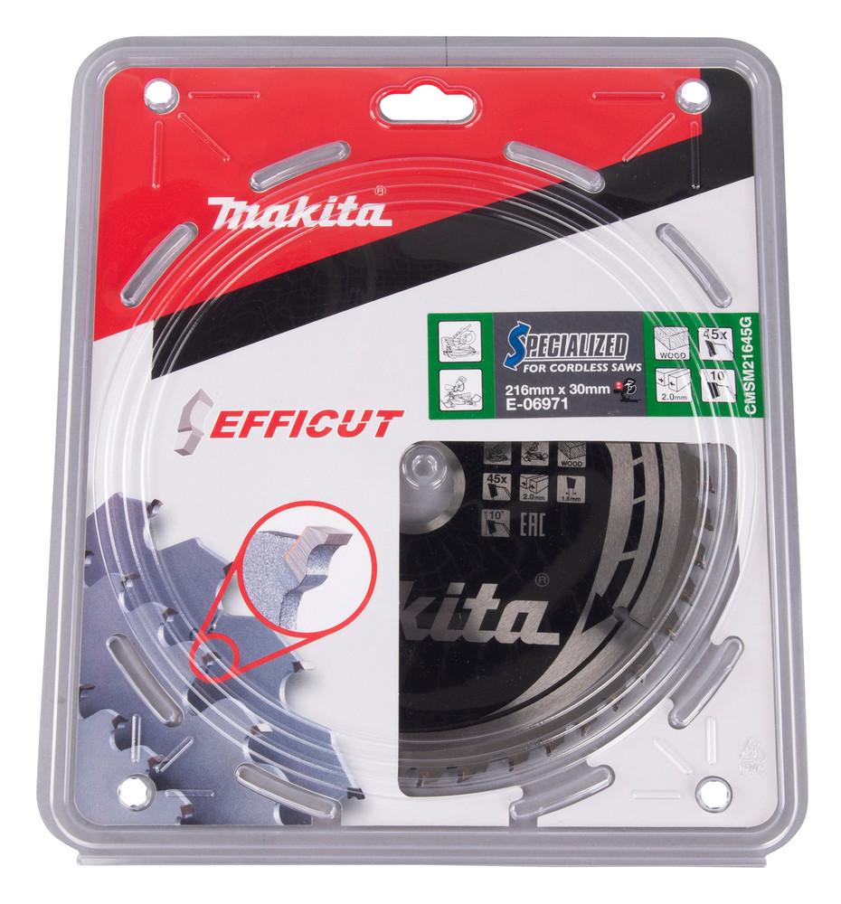 Zāģripa EFFICUT Ø216x30x2mm, 45 zobi E-06971 Makita