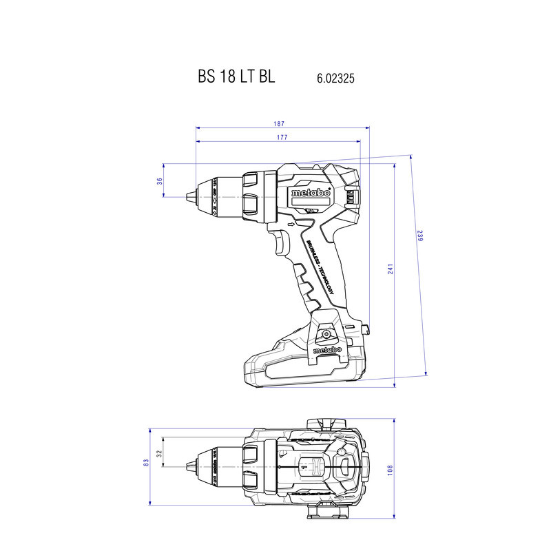 Akumulatora urbjmašīna BS 18 LT BL, 2x4Ah; 602325800 METABO