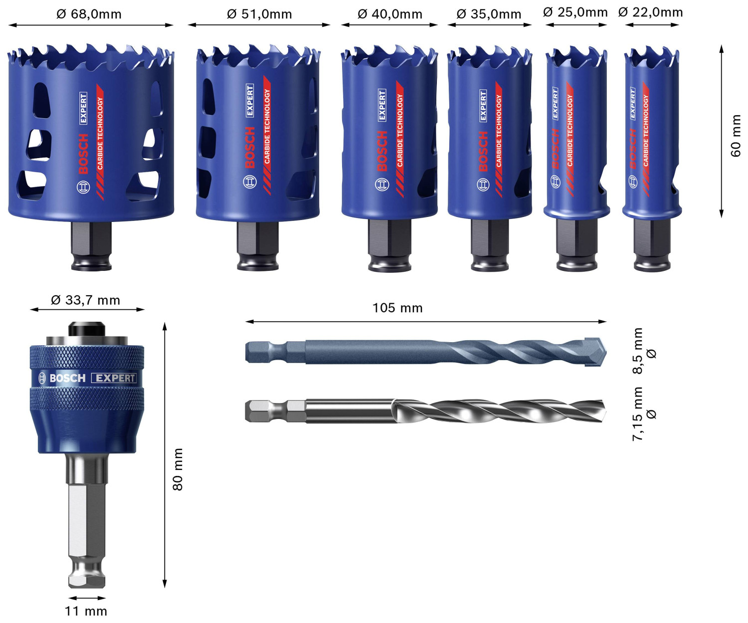 Karūnų rinkinys EXPERT Tough (9 vnt.) 2608900446 BOSCH