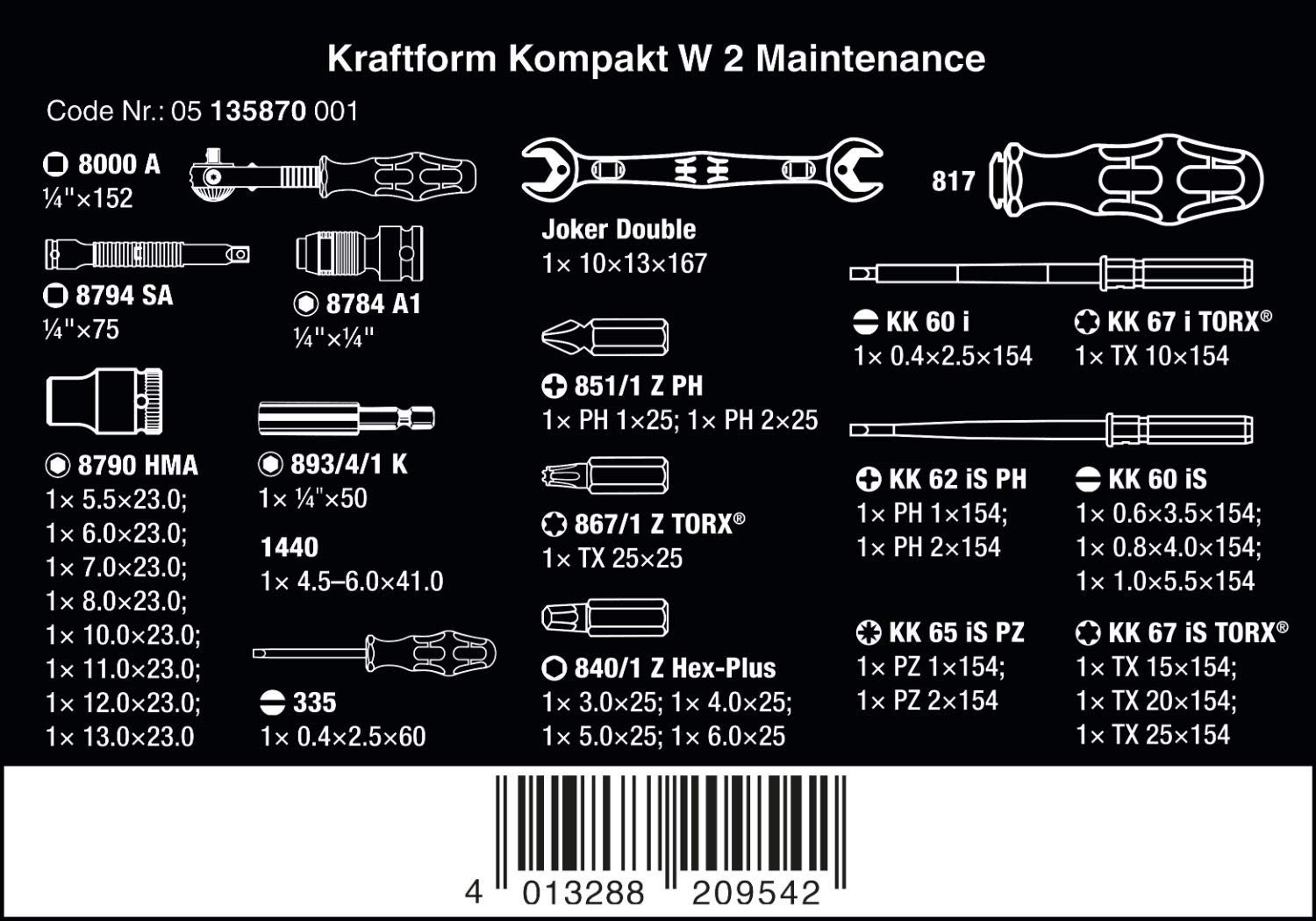 Tööriistakomplekt Kraftform W2 35tk 05135870001 WERA