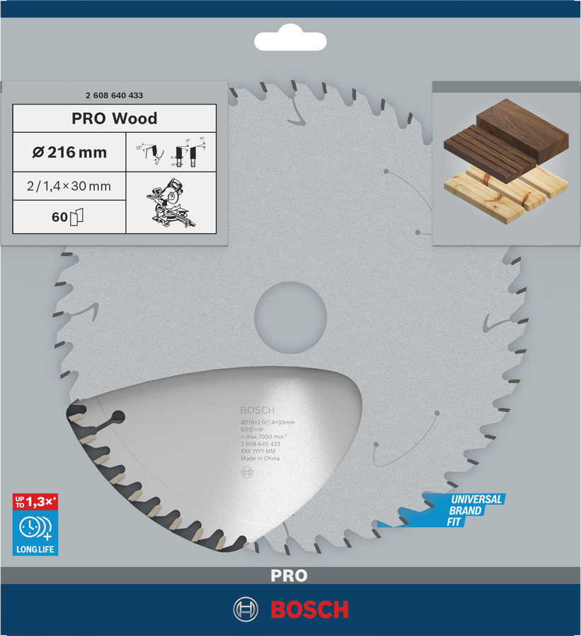 Stacionārā ripzāģa disks 216x30x60, kokam, Paneļzāģiem PRO WOOD RIPZĀĢA ASMENS, 2608640433, BOSCH