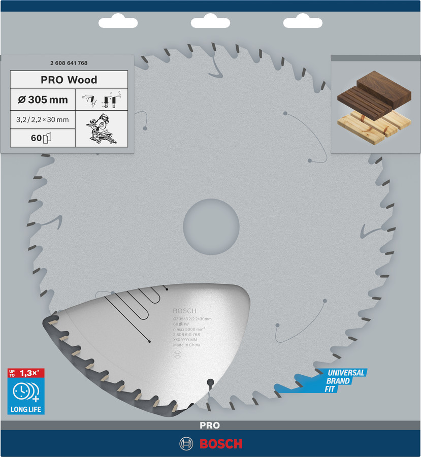 Ripāģa disks 305 x 30 x 3,2 mm, 60, Paneļzāģiem PRO WOOD RIPZĀĢA ASMENS, 2608641768, BOSCH