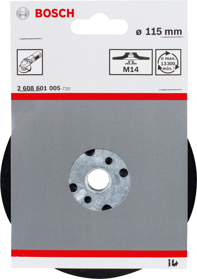 Gumijas slīpšķīvis D 115, Mazām leņķa slīpmašīnām PRO BACKING PAD, MĪKSTS, 2608601005 BOSCH