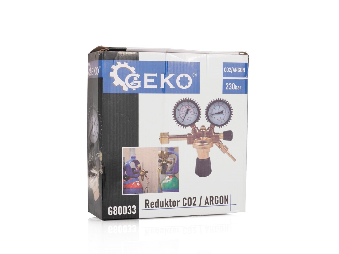 Reduktors CO2/Argon ar diviem manometriem, precīza plūsmas kontrole, G80033, GEKO