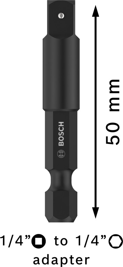 Pāreja muciņām 1/4'' --1/4/50mm, Tiecienskrūvgriežiem, akumulatoru skrūvgriežiem PRO SOCKET ADAPTER AR TAPAS SAVIENOJUMU, 2608551109, BOSCH