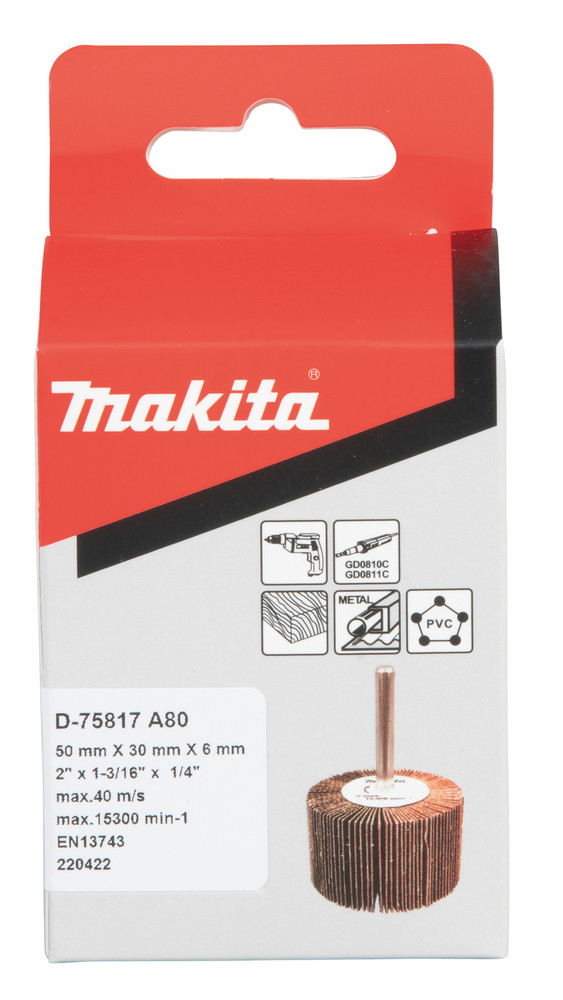 Slīppapīra lameļu slīpdiski Ø50 x 30 mm, A80, D-75817 MAKITA