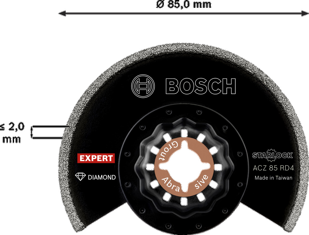 Starlock ACZ85RD4 1 gab., Svārstību daudzfunkcionālajiem darbarīkiem EXPERT ACZ 85 RD4 GROUT SEGMENT BLADE, 2608900034, BOSCH