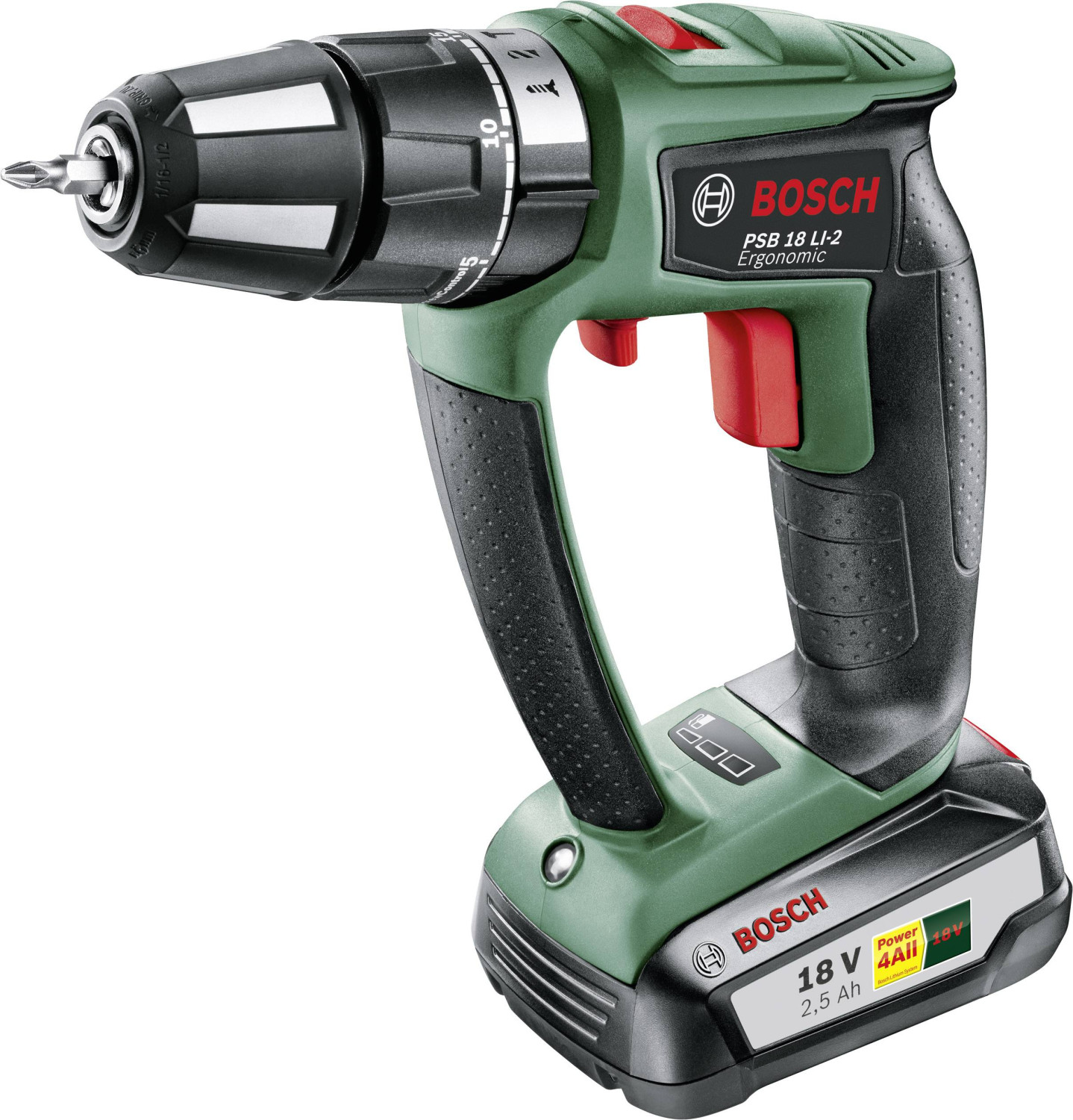 Akumuliatorinis smūginis gręžtuvas PSB 18 LI-2 Ergonomic 18V (1x 2.5Ah) 06039B0300 BOSCH