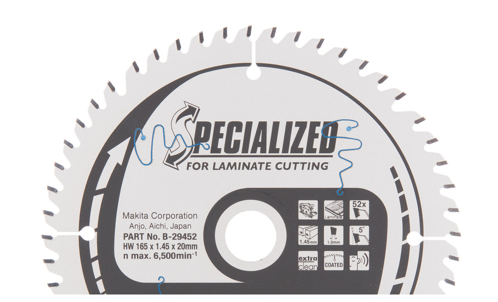 Pjūklo geležtė SPECIALIZUOTA 165x20x15mm 52 dantys B-29452 MAKITA