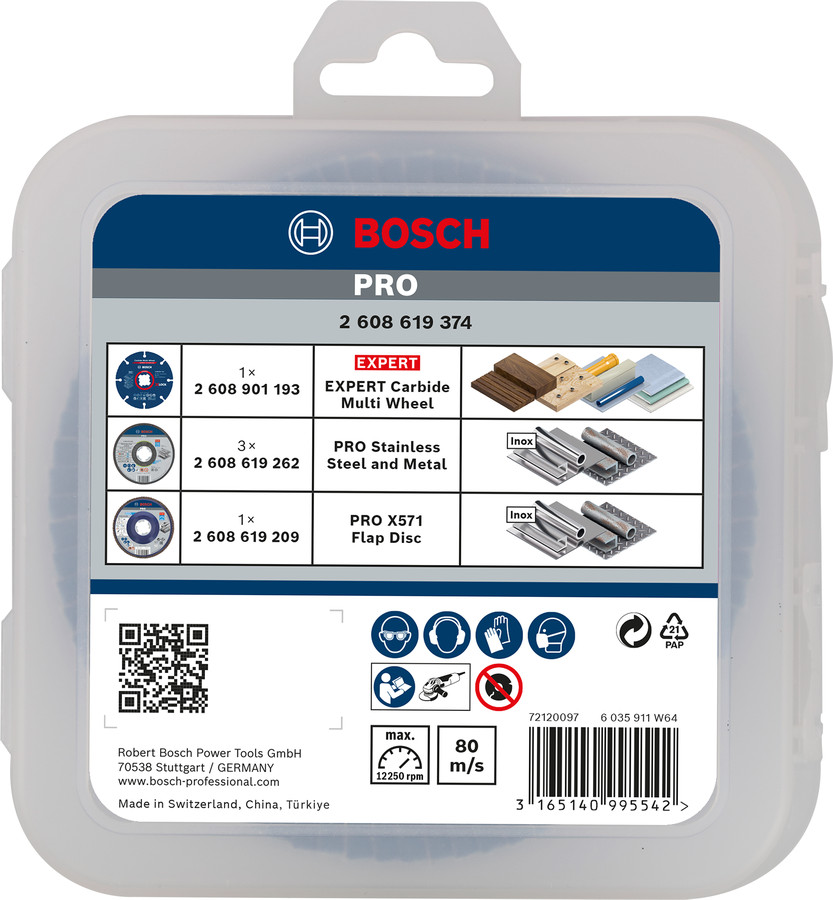 X-LOCK Starter Kit 125 mm komplekts, Mazām leņķa slīpmašīnām PRO CUTTING AND GRINDING SET, 2608619374, BOSCH