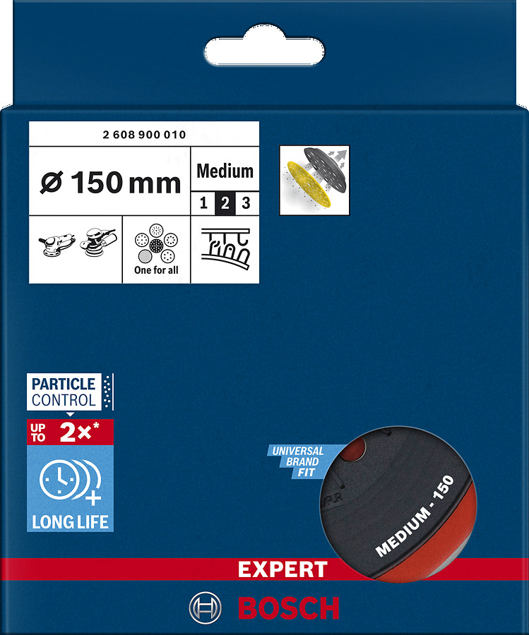 Slīpēšanas pamatne 150mm,Medium, Multi-hole, Ekscentra slīpmašīnām EXPERT MULTIHOLE BALSTA DISKS, 2608900010, BOSCH