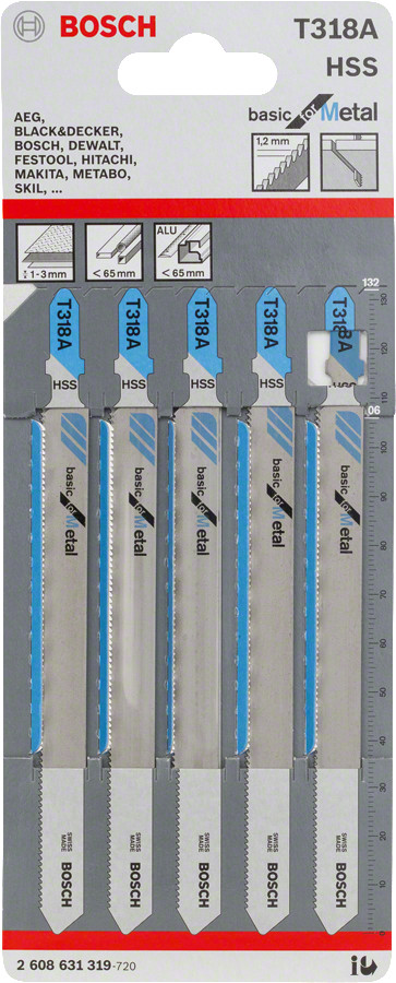 Figūrzāģiem FIGŪRZĀĢA ASMENS T 318 A BASIC FOR METAL, 2608631319 BOSCH