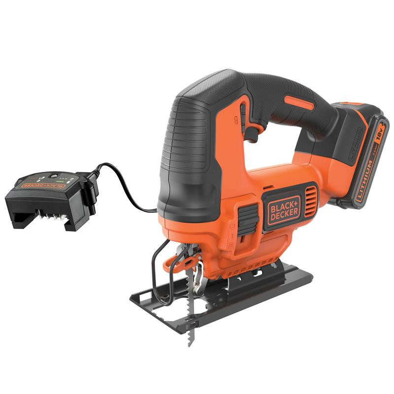 18 V siaurapjūklis ir 2,5 A baterija ir 1 A įkroviklis BDCJS18E1-QW BLACK DECKER