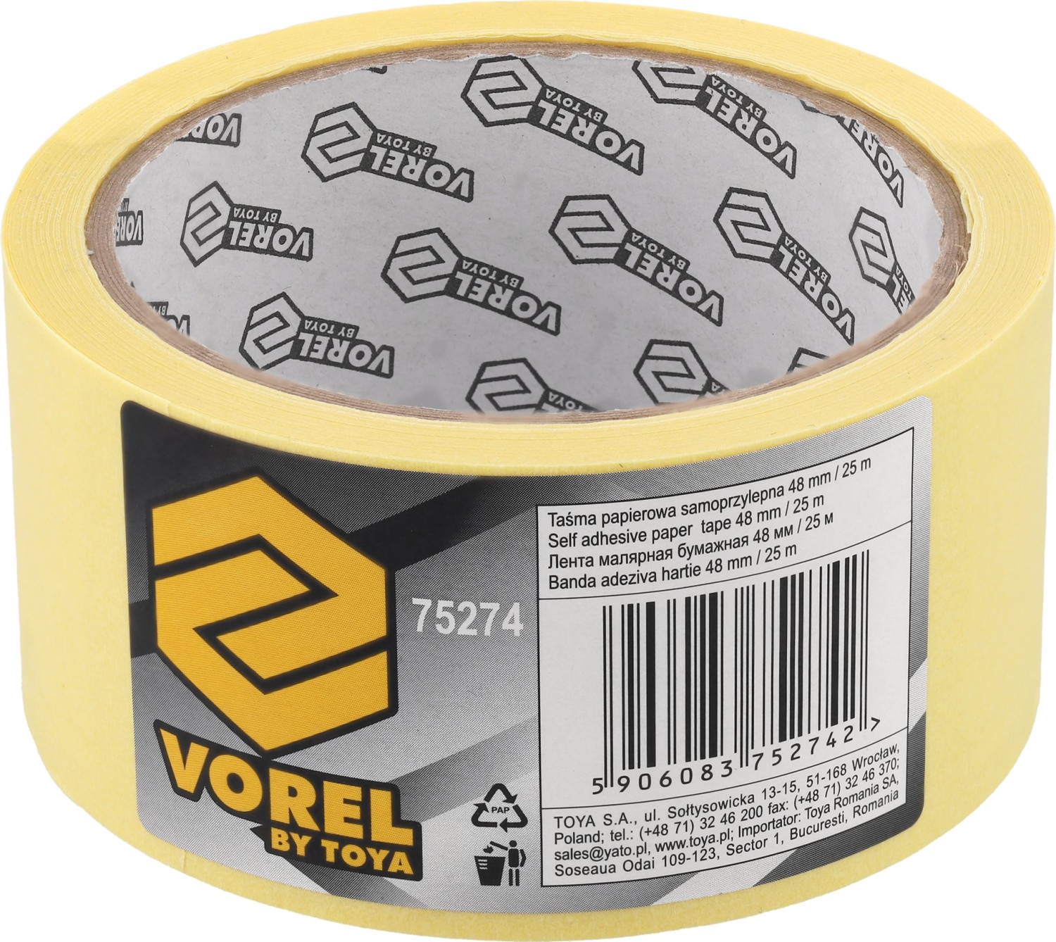 SELF-ADHESIVE PAPER TAPE 48MMx25M 75274 VOREL