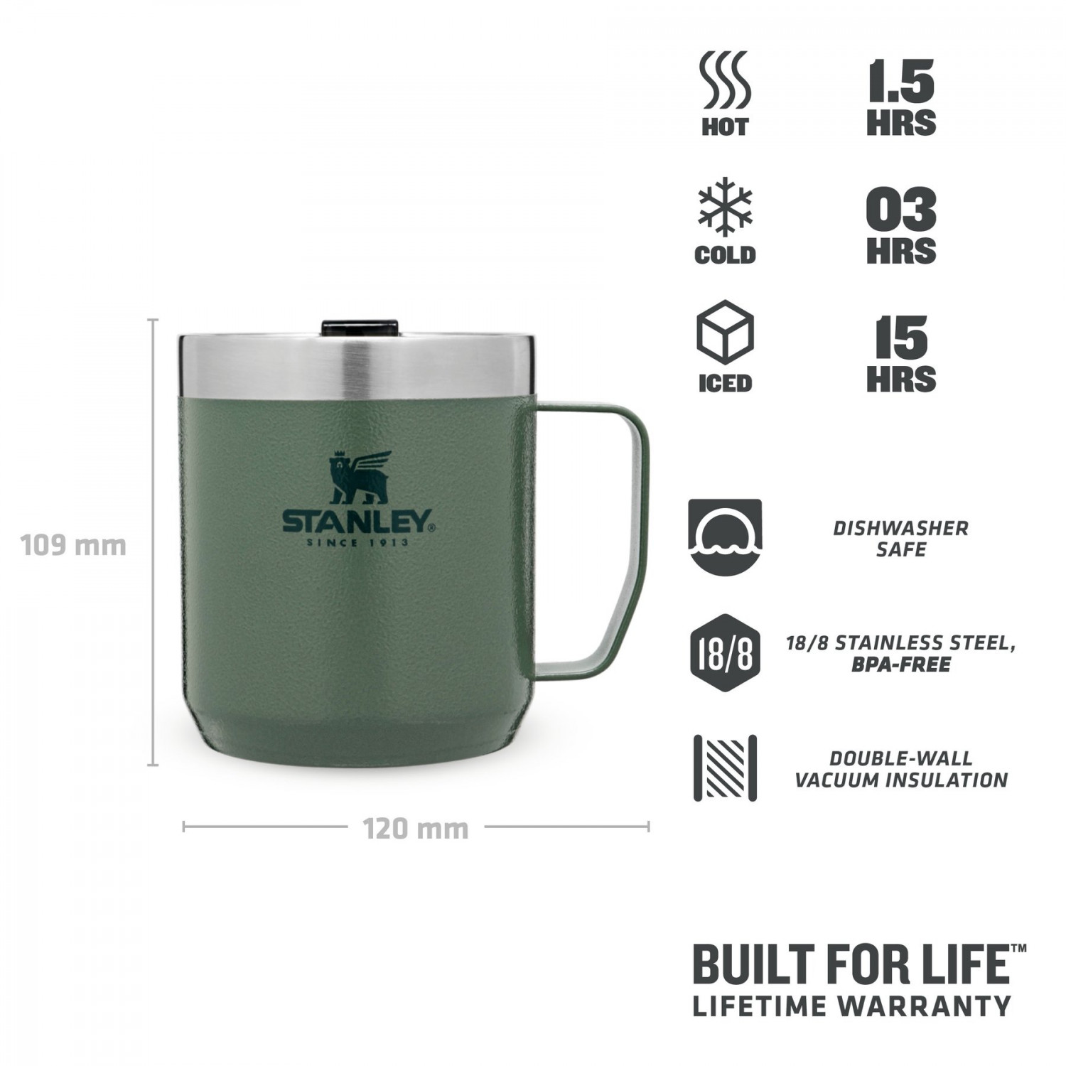 Terminis puodelis The Legendary Camp Mug Classic 0,35L žalias 2809366005 STANLEY