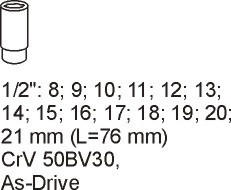 Набор ключей бочковых 1/2" (14 шт.) для инструментального шкафа YT-5539 YATO