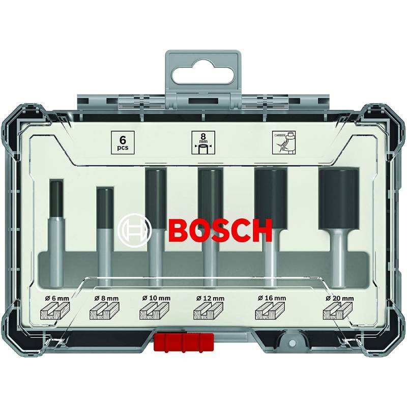 Frēžu komplekts Straight taisnvirziena apstrādei 6 gab. 8 mm kāts 2607017466 BOSCH