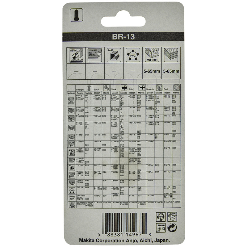 Tikksaetera BR-13 HCS PUIT, PLP, LAMINAAT 5 tk., laminaadile A-85793 MAKITA