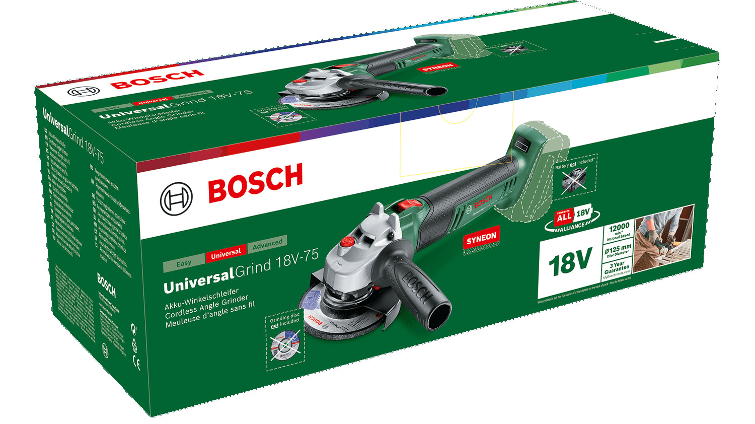 Akumulatora slīpmašīnas UniversalGrind 18V-75, 06033E5001 BOSCH