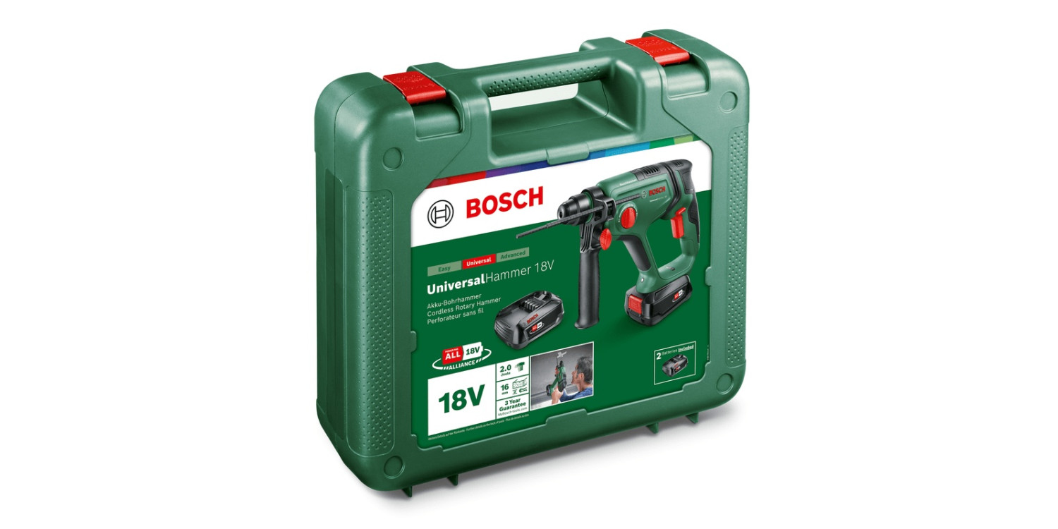 Akumuliatorinis perforatorius universalus plaktukas 18V (2x2,5Ah) 06039D6003 BOSCH