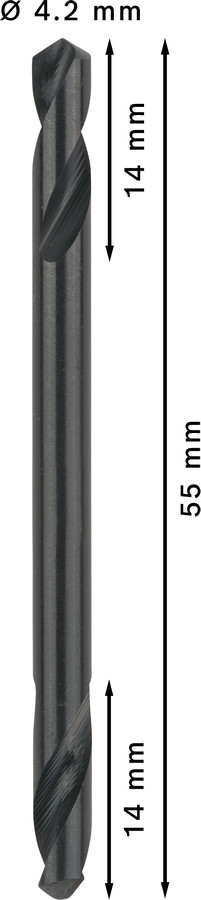 HSS-G urbis met. divp. 4,2x55 mm, 10 gab., Urbjmašīnām/skrūvgriežiem PRO METAL HSS-G DIVPUSĒJI SPIRĀLVEIDA URBIS, 2608597590, BOSCH