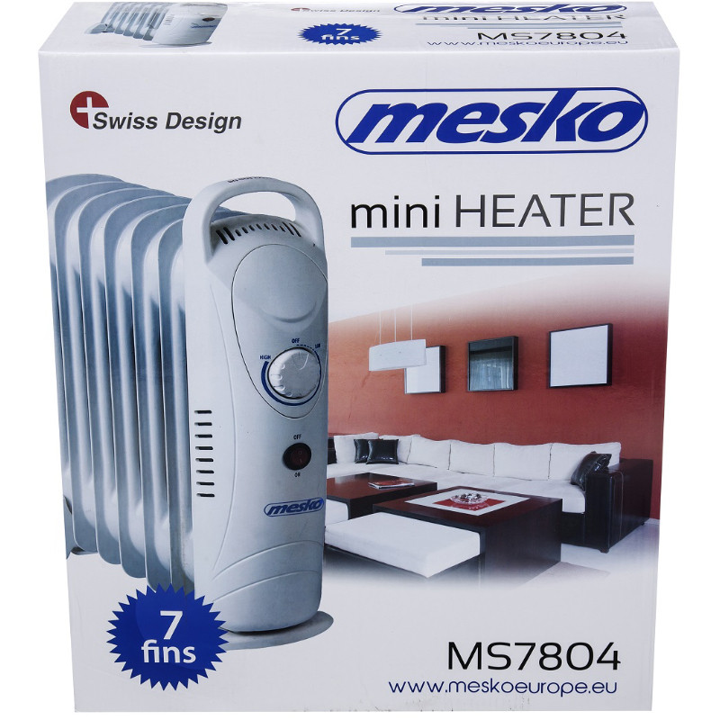 Õliradiaator MS 7804, 700W, 7 sektsiooni, valge; MS 7804 MESKO