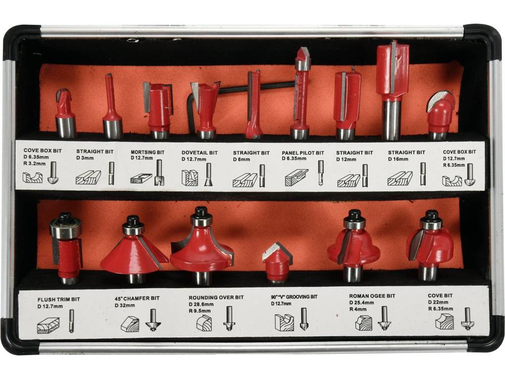 Router Bit Set 15 Pcs YT-68002 YATO