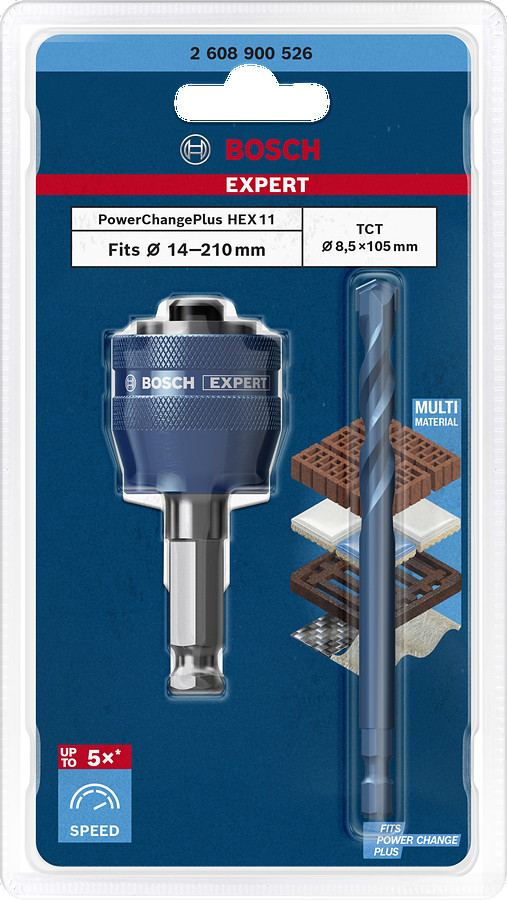 PC Plus adapteris 3/8" ar TCT Ø 7,15x85 mm urbi, Urbjmašīnām/skrūvgriežiem, triecienurbjmašīnām/triecienskrūvgriežiem EXPERT POWER CHANGE PLUS AR CENTRĒJOŠO URBI, 2608900526, BOSCH