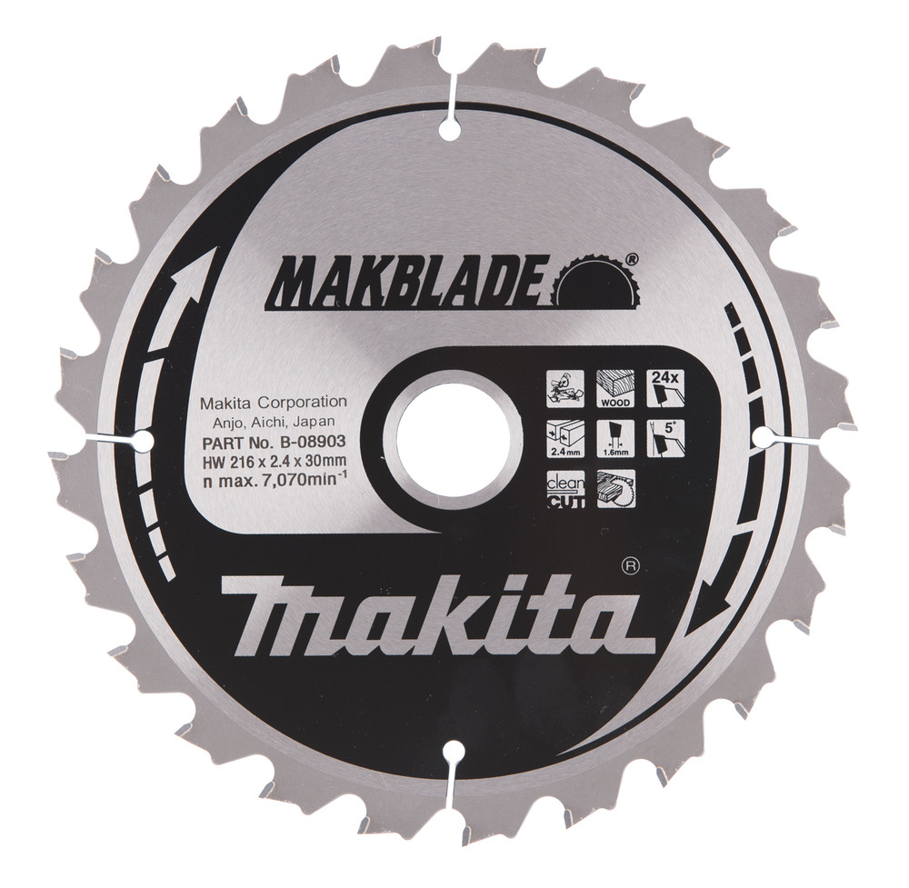 T.C.T. Zāģripa MAKBLADE 216X2.4X30mm 5° T24, B-08903 MAKITA