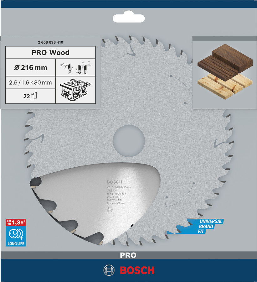 Ripzāģa disks 216x30 mm Optiline Wood Z22, Galda zāģiem PRO WOOD RIPZĀĢA ASMENS, 2608838410, BOSCH