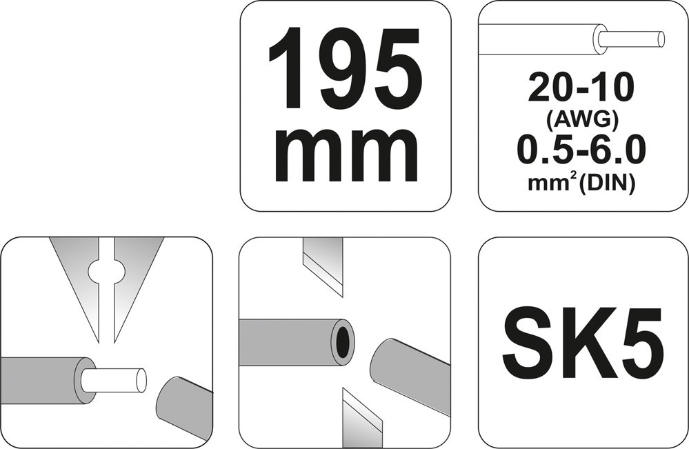 Replės izoliacijos pašalinimui, 0,5-6,0 mm2 YT-2275 YATO