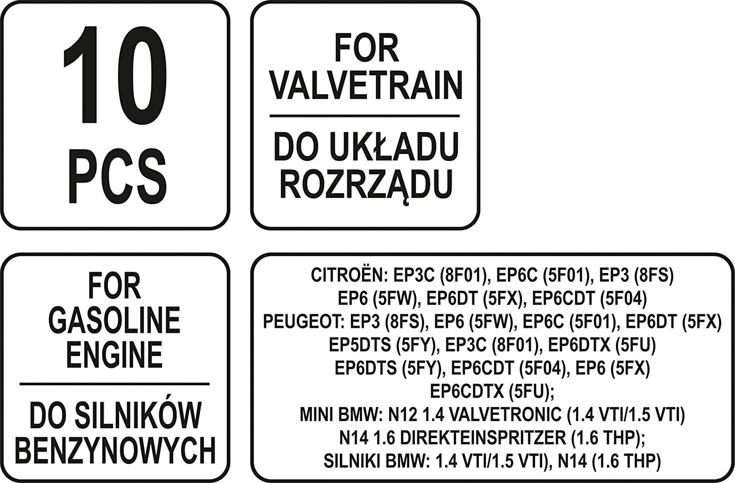 Gaasi jaotussüsteemi hoolduskomplekt (10 tk.) YT-06001 YATO