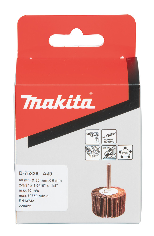 Slīppapīra lameļu slīpdiski Ø60 x 30 mm, A40, D-75839 MAKITA