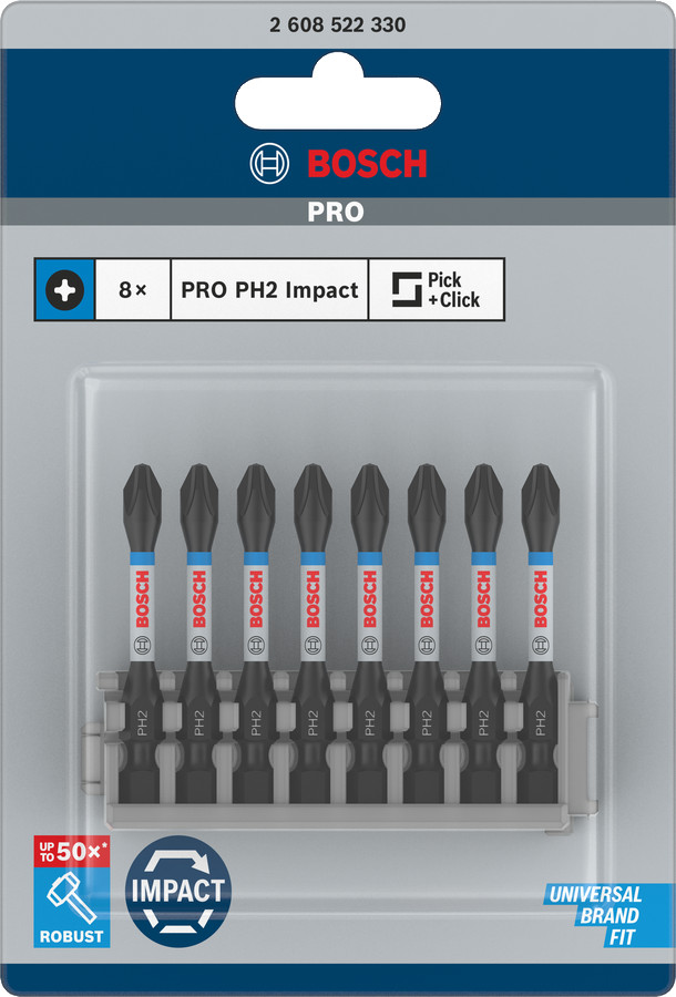 Skrūvgrieža uzg.PH 2/L=50 8 gab./Impact Control, Tiecienskrūvgriežiem, akumulatoru skrūvgriežiem PRO IMPACT PH SKRŪVGRIEŽA UZGALIS, 2608522330 BOSCH