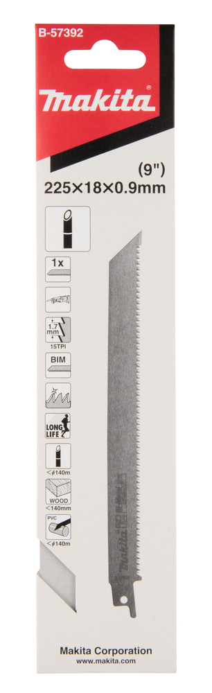 Zobenzāģa asmenis BIM 225X0,9MM 15Tpi, 1gab., B-57392 MAKITA