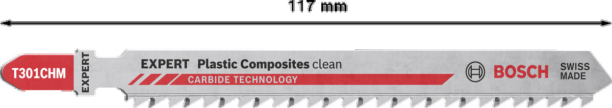 3  figūrzāģa asmeņi T301CHM PlasticComposites, Figūrzāģiem EXPERT PLASTIC COMPOSITES CLEAN T301CHM FIGŪRZĀĢA ASMENS, 2608900566, BOSCH