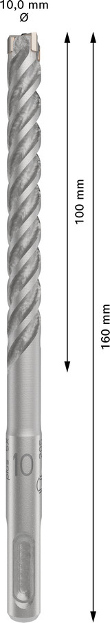 Triecienurbis SDS plus-5X 10x100x160 ,mm 1 gab., Perforatora urbjiem PRO SDS PLUS-5X TRIECIENURBIS PERFORATORIEM, 2608833798 BOSCH