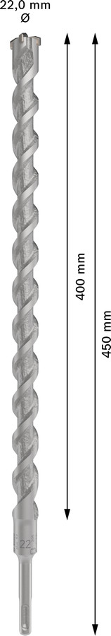 Triecienurbis SDS plus-5X 22x400x450, mm 1 gab., Perforatora urbjiem PRO SDS PLUS-5X TRIECIENURBIS PERFORATORIEM, 2608836645, BOSCH