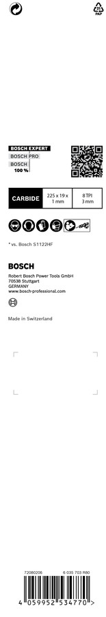 1 Zobenzāģa asmens S1122CHM HardNail Pallets, Zobenzāģiem EXPERT HARD NAIL PALLETS S1122CHM ASMENS, 2608900387, BOSCH