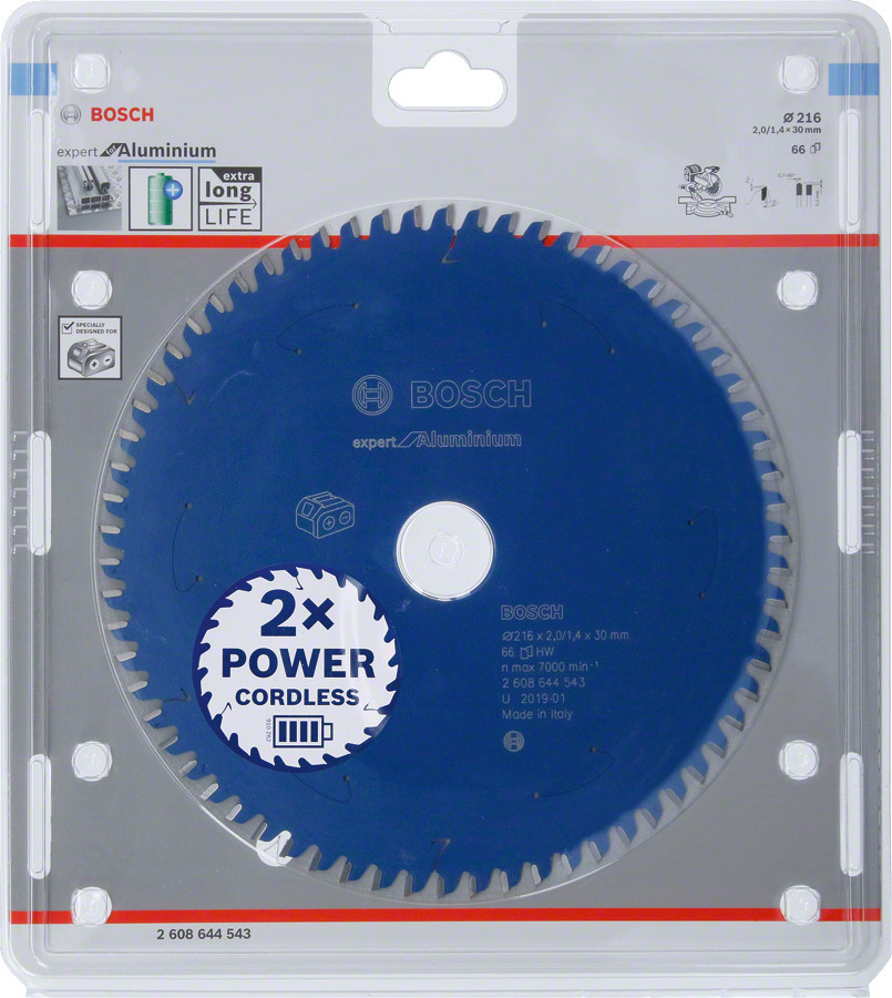 Expert for Aluminium 216x30x2/1.4x66T, Paneļzāģiem EXPERT FOR ALUMINIUM BEZVADU ZĀĢIEM PAREDZĒTI RIPZĀĢA ASMENS, 2608644543, BOSCH